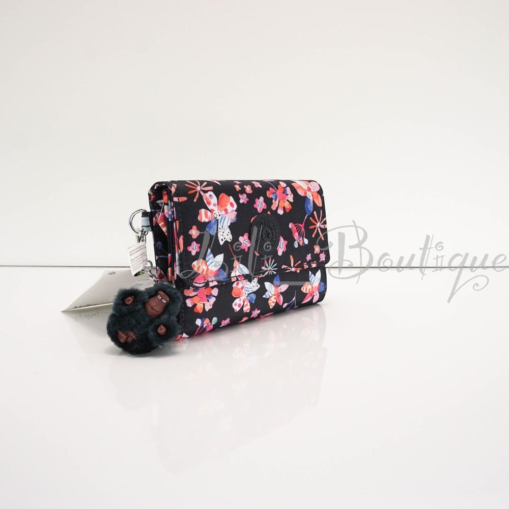 NWT Kipling AC3739 PIXI Snap Medium Trifold Wallet Nylon Festival Blossom Multi - Picture 2 of 13